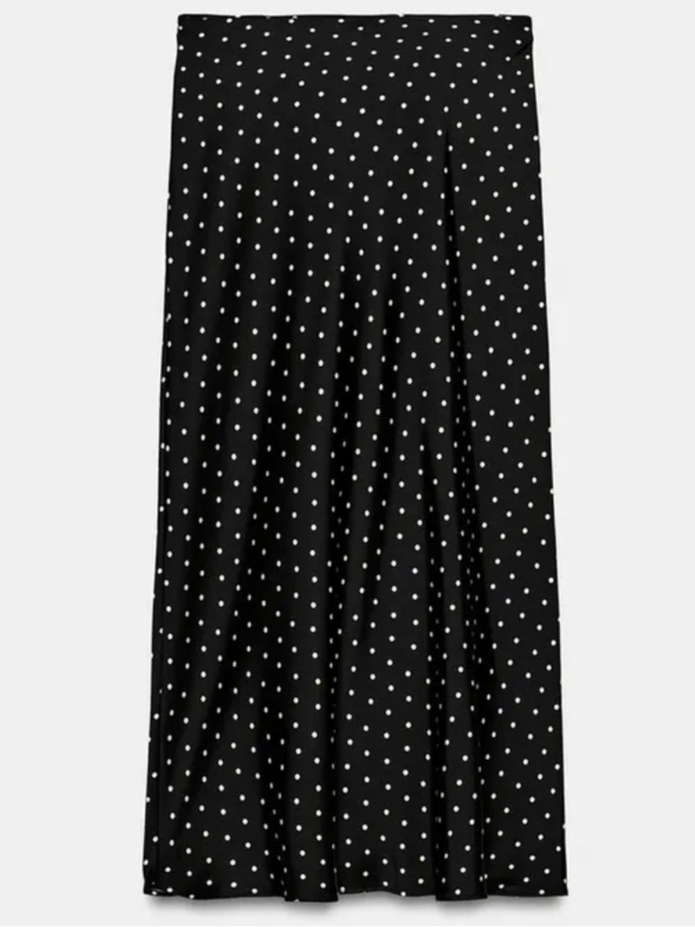 ZARA Polka Dot Satin Midi Skirt Black White High Waist NWT S - Picture 4 of 6